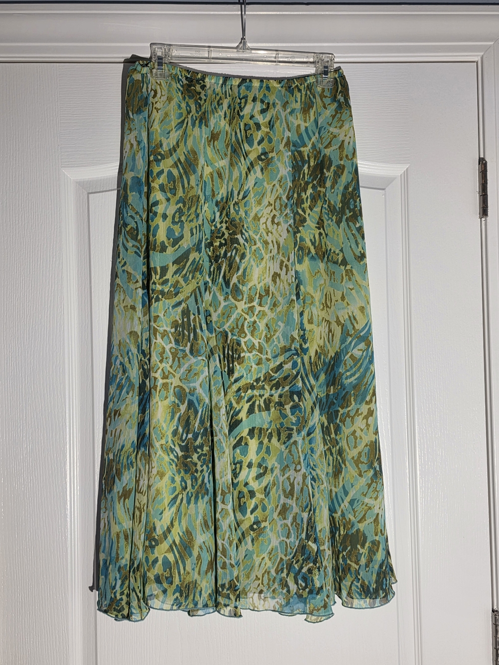 Ruby Rd. Green and Blue Animal-Print Maxi Skirt